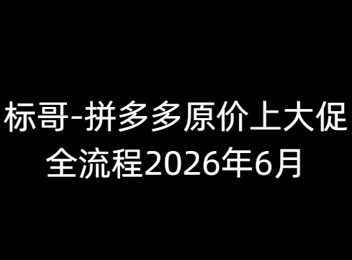 标哥-拼多多原价上大促全流程2026年6月